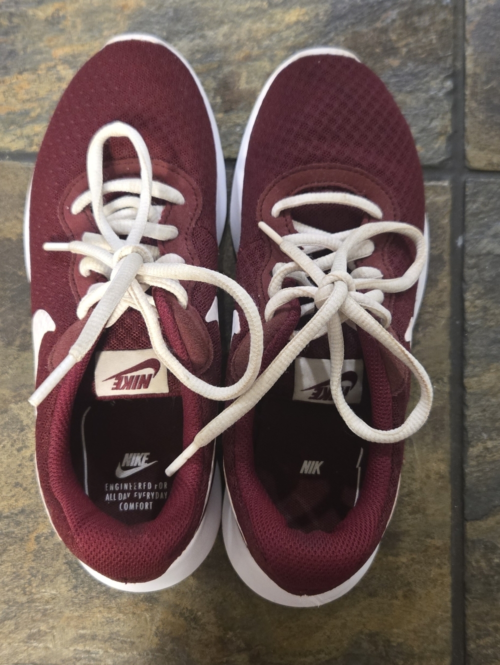 Nike Burgundy Mesh Sneakers with White Swoosh Womens Size 6